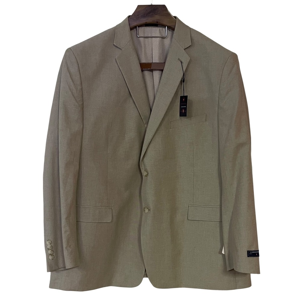 Saddlebred Mens 50R Tan Cotton‎ Sport Coat Blazer Preppy Minimalist Career New